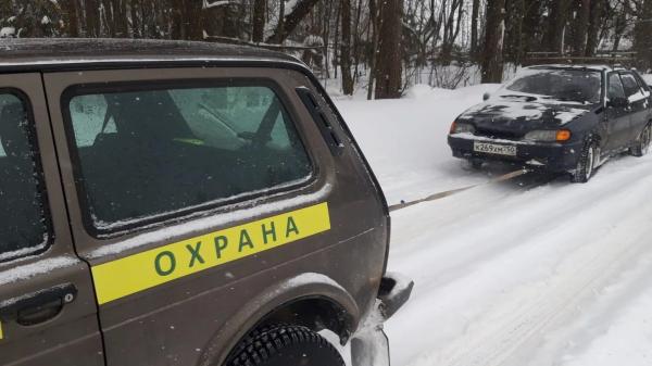 Сотрудники лесничества помогли застрявшему в снегу автомобилисту под Рузой